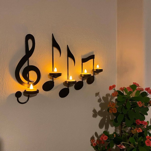 European-style note candlestick, wall-mounted candlelight dinner, ironwork candlestick, home living room decoration, wall-mounted metal ornaments