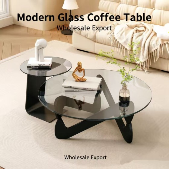 Modern round glass coffee table, coffee table wholesale, OEM wholesale, customization