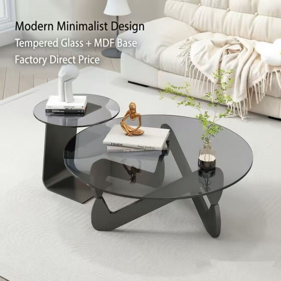 Modern round glass coffee table, coffee table wholesale, OEM wholesale, customization